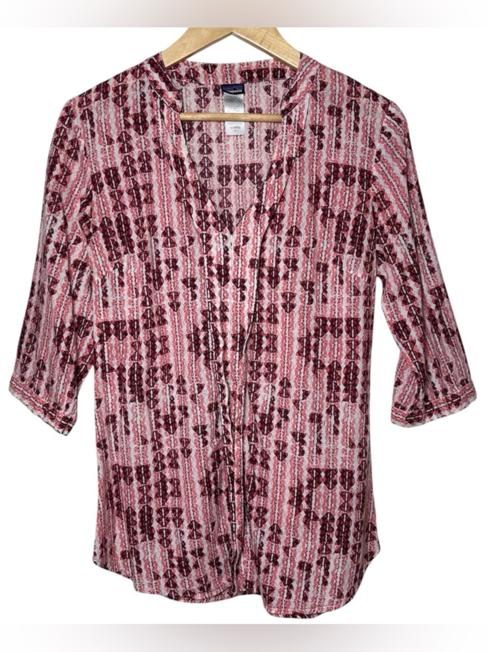 Patagonia Sedum Top Womens Size 6 Granola Organic Cotton Geometric Lightweight